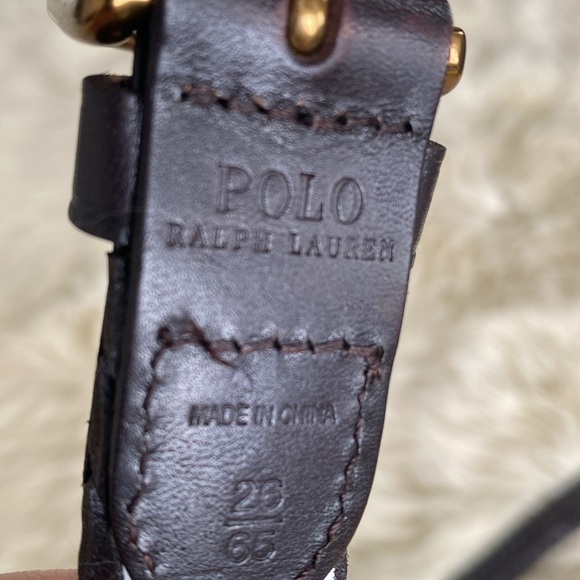 Polo Ralph Dark Brown Braided Leather Belt Gold Tone Buckle sz S Like a New - Picture 7 of 10